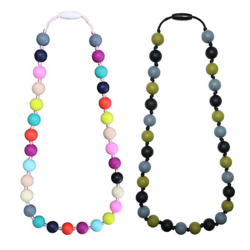 Dentifrici | Collane da Masticare per Bambini con Sindrome di Sensibilità, 2Pz Collana Silicone da Masticare per Bambini Autistici, Collana Silicone da Distrazione per Bambini e Ragazze con Autismo