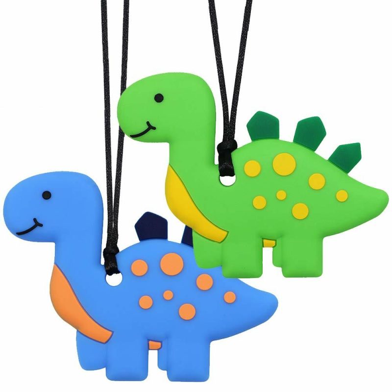 Dentifrici | Collane da Masticare per Bambini con Sindrome di Sensibilità – Giochi da Masticare in Silicone con Dinosauro per Bambini Autistici – ADHD – SPD – Collane da Masticare per Ansia – Ridurre il Movimento Incontrollato nei Bambini…