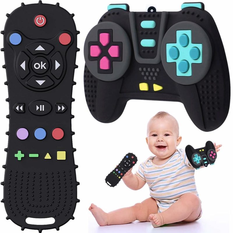 Dentifrici | 【Bpa Free, Cpc-Certificato】 2 Pack Silicone Remote Control And Game Controller Teething Toys For Baby 3-12 Months – Silicone Chew Toys Baby Teether Toys For Toddlers, Bambini, Ragazzi, Ragazze – Regalo per Bambino