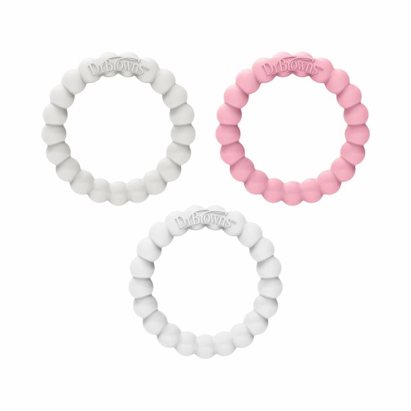 Dentifrici | Flexees Anelli da Mordere con Perline 100% Silicone Morbidi e Facili da Togliere  Incoraggia l’Autoconsolazione  3 Confezioni  Rosa Bianco Grigio Senza Bpa 3M+