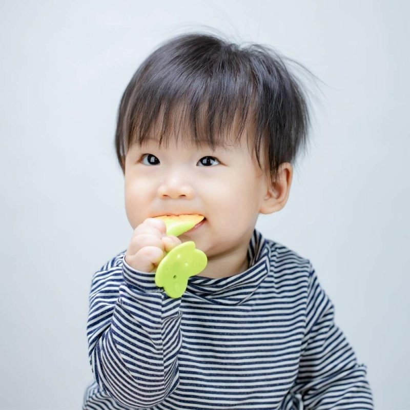 Dentifrici | Giocattoli da dentizione in piedi per bambini 0-6 mesi 6-12 mesi – Masticatori con 2 × Mangiatori di frutta per bambini e 4 × Masticatori per bambini – Senza BPA/Congelabile – Diversi tessuti morbidi per neonati e bimbi (Rosa)