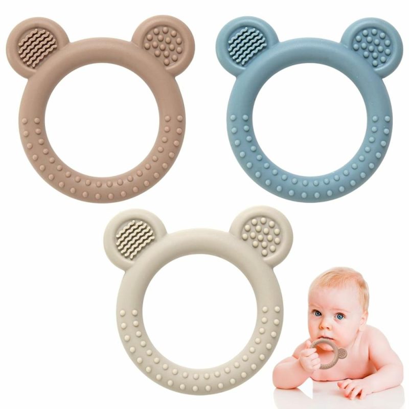 Dentifrici | Giocattoli da dentizione per bambini 0-6 mesi – 3 confezioni – Giocattoli in silicone per bambini 6-12 mesi – Senza BPA – Morbidi e texture per la dentizione – Lenitivi per gengive infiammate – Accessori essenziali per bambini