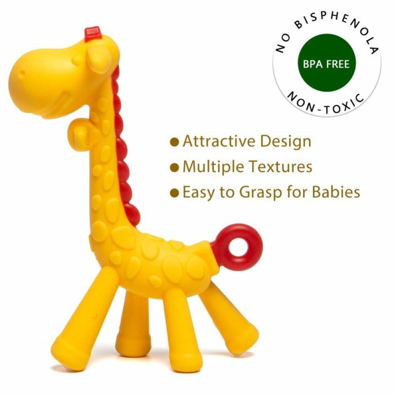 Dentifrici | Giocattoli da dentizione per Bambini 0-6 Mesi 6-12 Mesi 6 Pezzi – 4 Morsetti per Bambini 2 Mangiatoie per Neonati Bpa Free Naturale Organico Silicone Morsetti per Bambini Set