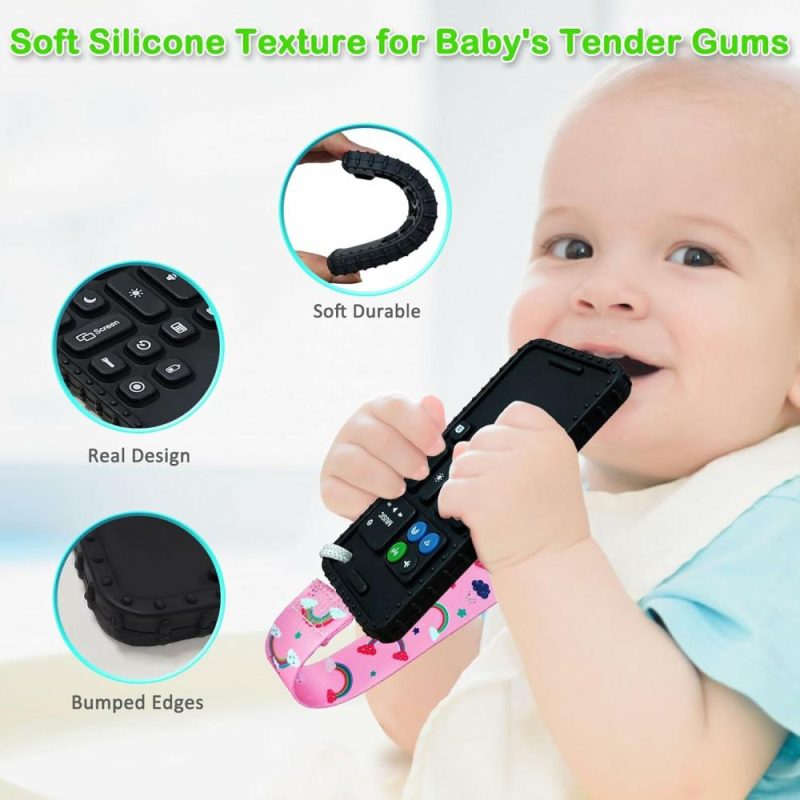 Dentifrici | Giocattoli da dentizione per Bambini 0-6 Mesi 6-12 Mesi  Telecontrollo da dentizione per Bambini Giocattoli da dentizione – Silicone Sensibile Giocattoli da dentizione per Bambini – Nero