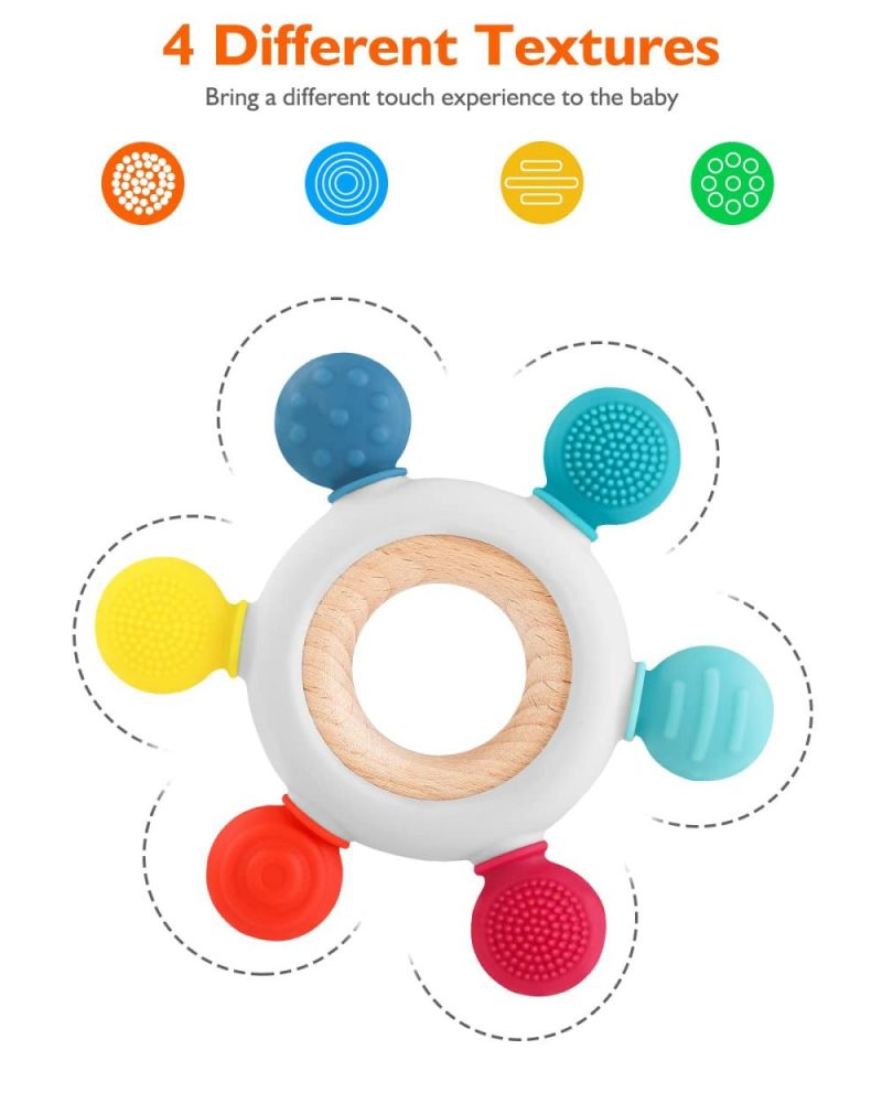 Dentifrici | Giocattoli da dentizione per Bambini, Giocattolo da dentizione, Anello da dentizione in Silicone, Giocattolo da presa per dentizione, Accessori per allattamento Bpa Free per Bambini di 3+ Mesi, Bambino, Bambina, Bambini (Blu)