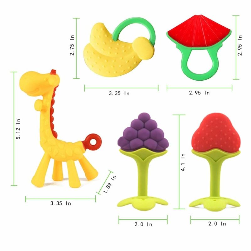 Dentifrici | Giocattoli per il Svezzamento per Neonati (5-Pack) Sicuri nel Frigorifero Senza Bpa, Silicone per Neonati e Bambini, Lenisce le Gengive dei Bambini, Regalo Perfetto per Neonati