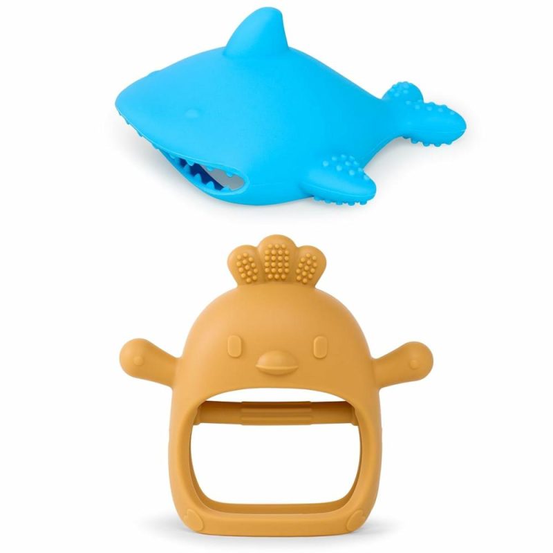 Dentifrici | Gioco da Masticare per Bambini 0-6 Mesi Guanto da Masticare in Silicone Gioco da Masticare per Bambini Paci Hand Pacifier per Bisogni di Succhiarsi/Allevia il Dolore da Svezzamento  Guanto da Masticare in Silicone per Neonati (Giallo e Blu)