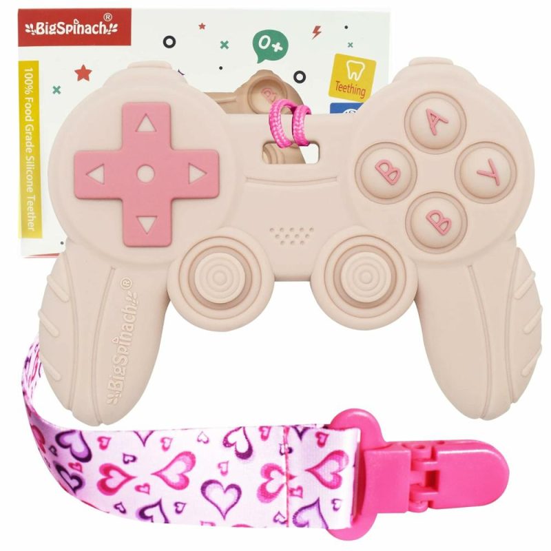 Dentifrici | Gioco di Controllo Remoto per Bambini 0-6 6-12 Mesi, Morso di Controllo del Game Pad per Genitori Gamer, Primo Regalo di San Valentino per Bambini, Gioco Morso in Silicone per Telecomando（Rosa）