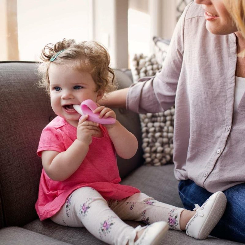 Dentifrici | Il Gioco Morso di Dentizione Original con Spazzolino per Bambini, Neonati, Bambini; Rilassamento Morso per Gengive Dolenti, Massaggio Sedativo; Silicone di Alta Qualità Alimentare più Sicuro; Azienda Familiare USA