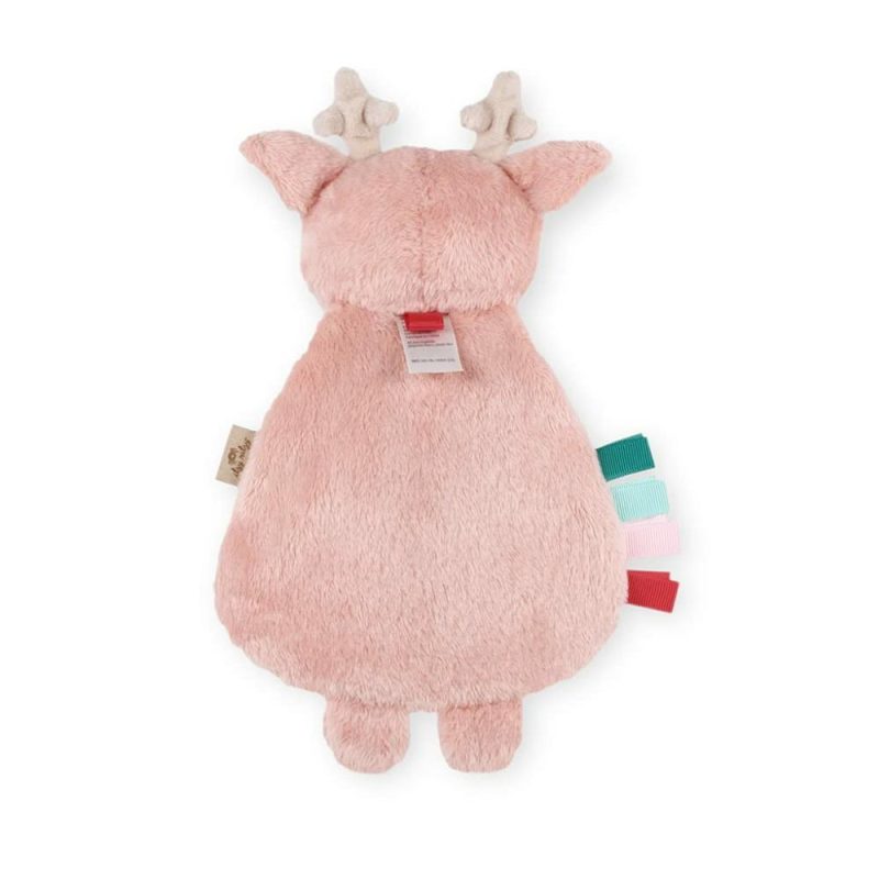 Dentifrici | – Itzy Lovey con dentiera, nastri texturizzati e braccia sospese; caratteristiche suono crinkle, tessuto Sherpa e peluche Minky; Holly l’Alce