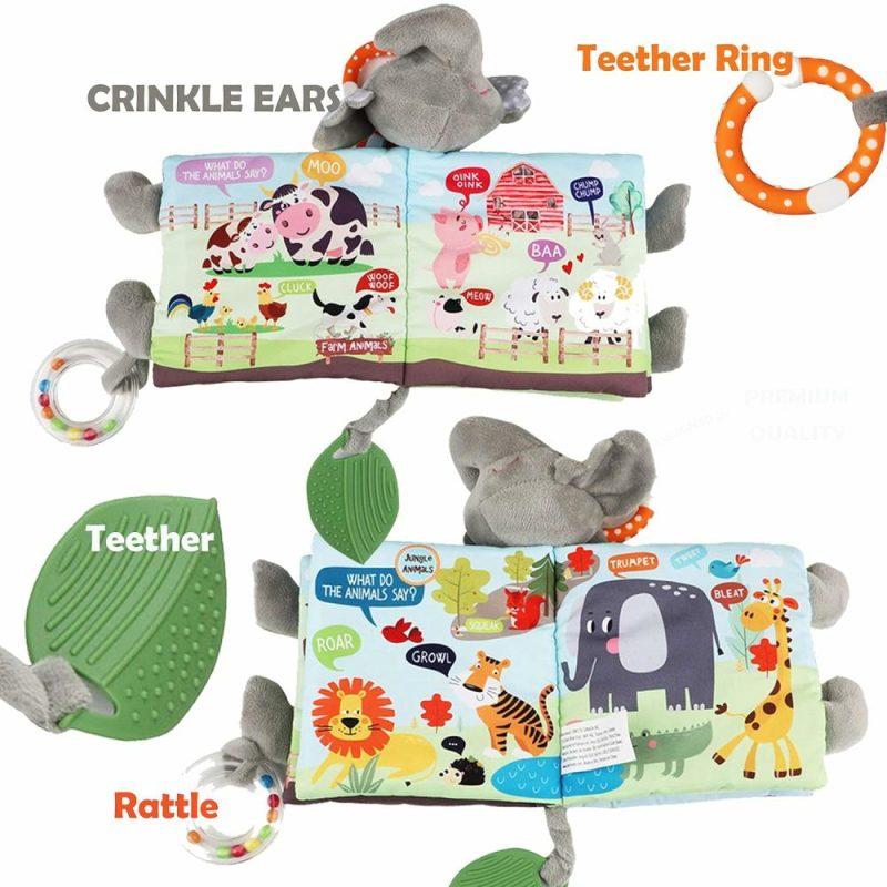 Dentifrici | Libri per Bambini 0-6 Mesi,Giocattoli per Bambini Elefante Tovaglietta Morbida Tocco Sentire Libri Stridulanti per Bambini e Bambini Grandi,Bambini Giocattoli 3-6 Mesi 6-12 Mesi 1-3 Anni Regali per Bambino Bambina,Bunny Pieno Morbido Giocattoli da Masticare