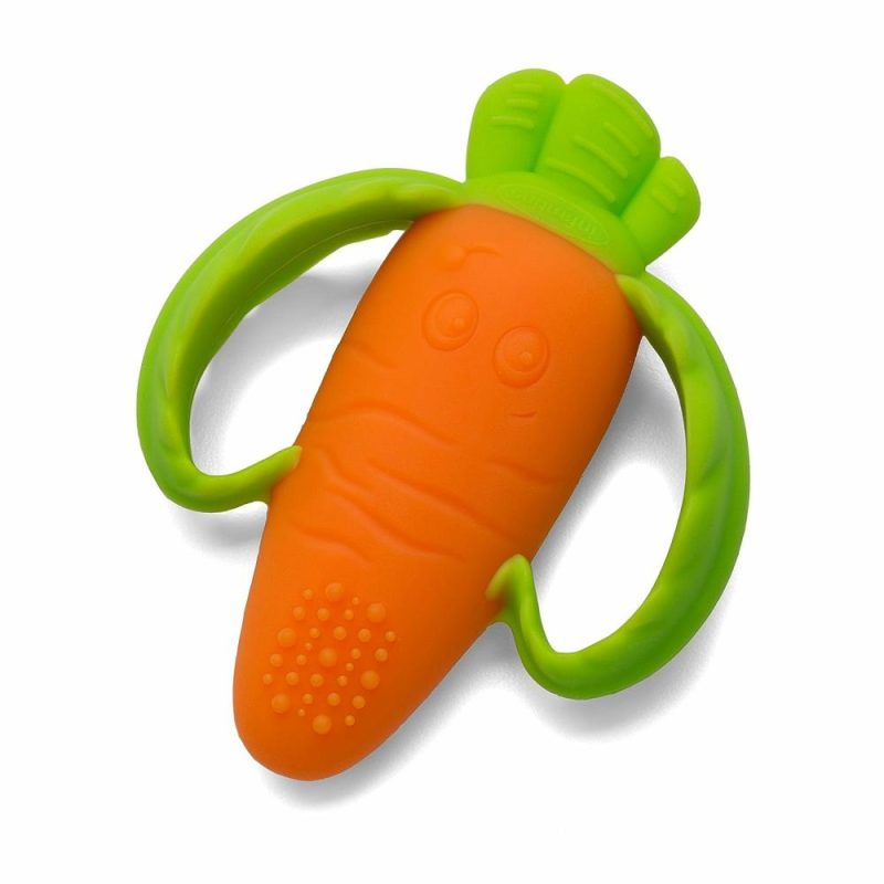 Dentifrici | Lil’ Nibbles Silicone Baby Teether – Esplorazione sensoriale e sollievo dal dentito con manici facili da tenere – Carota Arancione 0+ Mesi