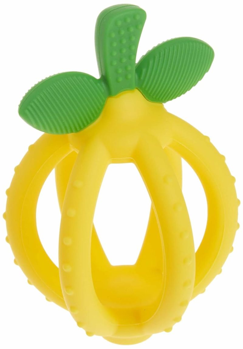 Dentifrici | Palla da dentizione e spazzolino da denti per l’igiene – Silicone Senza BPA Bitzy Biter a Forma di Limone Caratteristiche: Molti Texture per Lenire le Gengive e Design Facile da Maneggiare (Limone)