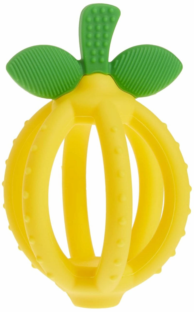 Dentifrici | Palla da dentizione e spazzolino da denti per l’igiene – Silicone Senza BPA Bitzy Biter a Forma di Limone Caratteristiche: Molti Texture per Lenire le Gengive e Design Facile da Maneggiare (Limone)