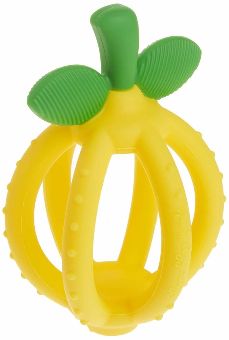 Dentifrici | Palla da dentizione e spazzolino da denti per l’igiene – Silicone Senza BPA Bitzy Biter a Forma di Limone Caratteristiche: Molti Texture per Lenire le Gengive e Design Facile da Maneggiare (Limone)