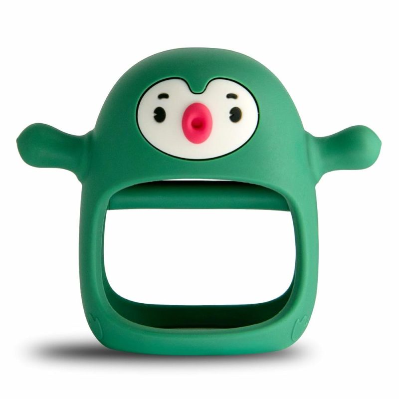 Dentifrici | Pinguino Amico, Never Drop Silicone Baby Teething Toy per Bambini 0-6 Mesi, Gioco da Masticare per Bambini per Bisogno di Succhiare, Beccuccio Mani per 3-6 Mesi, Gioco per Seggiolino per Bambini, Verde Pino