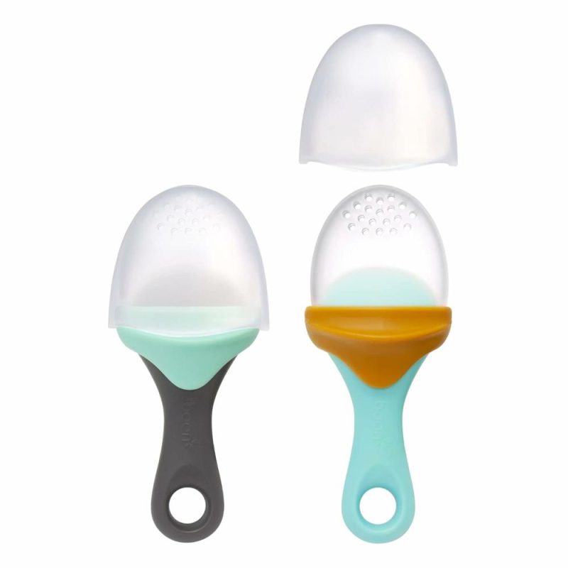 Dentifrici | Pulp Silicone Baby Fruit Feeder – Set da Allattamento Bambino in Silicone Morbido – Accessori per la Svezzamento del Bambino Frutta e Verdura – Accessori Essenziali per l’Allattamento – Blu/ Senape e Grigio/Menta – 2 Pezzi