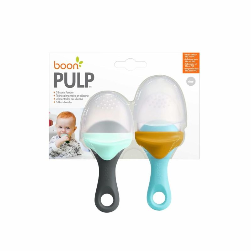 Dentifrici | Pulp Silicone Baby Fruit Feeder – Set da Allattamento Bambino in Silicone Morbido – Accessori per la Svezzamento del Bambino Frutta e Verdura – Accessori Essenziali per l’Allattamento – Blu/ Senape e Grigio/Menta – 2 Pezzi