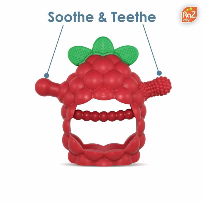 Dentifrici | Razberry Grip Silicone Teether Toy For 3M+ | Resistente alle cadute, giocattolo da tenere in mano per bambini e neonati – Progettato dalla natura con il nostro design brevettato Berrybumps multitessuto | 3M+ Blu