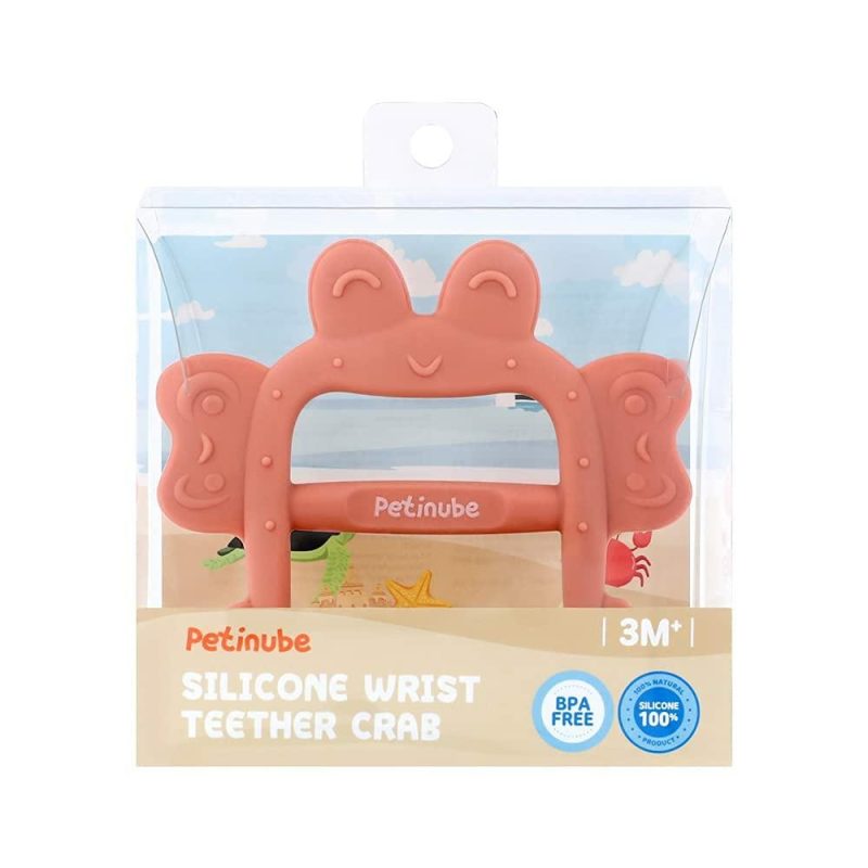 Dentifrici | Silicone Antiscivolo Biberon Sedativo per Neonati 3+ Mesi, Confezione da 1, Made in Korea (Corallo-Baby-Crab)