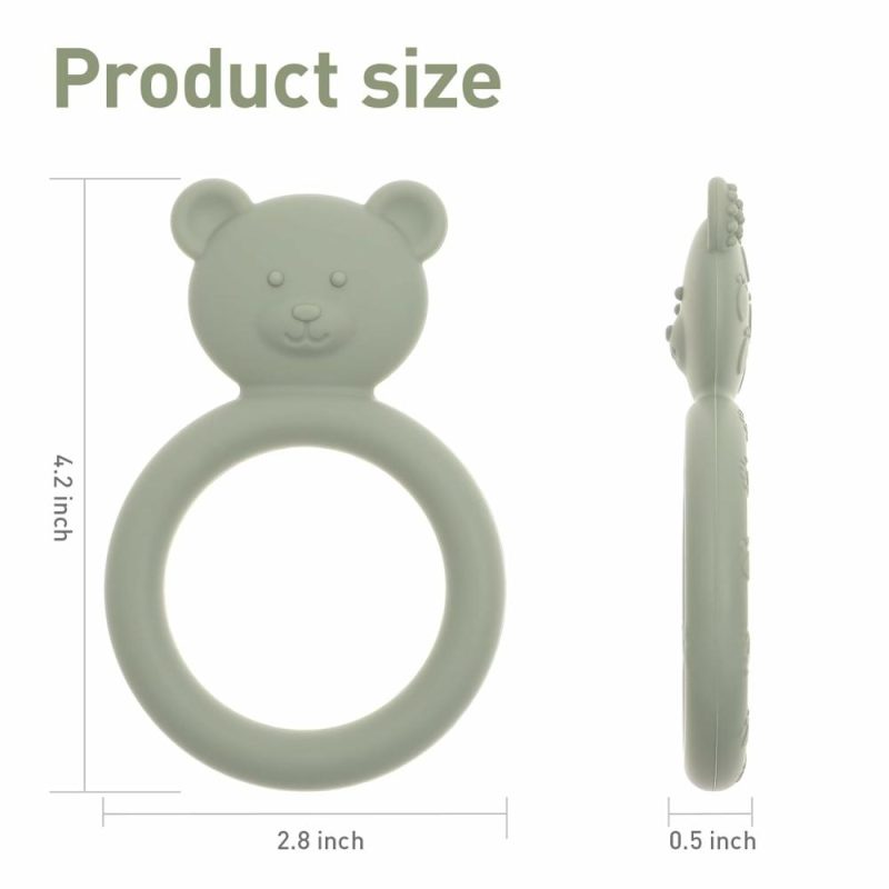 Dentifrici | Silicone Baby Teether – Gioco da dentizione a forma di anello per bambini – Design facile da afferrare – Senza Bpa (Sabbia + Grigio Chiaro)