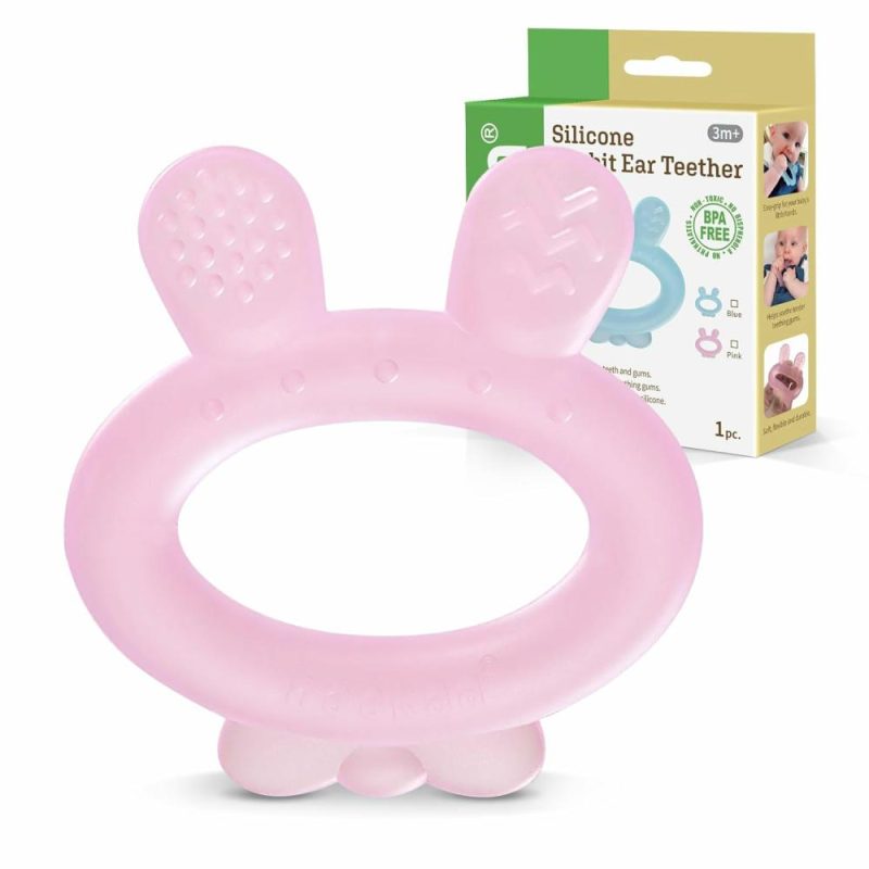 Dentifrici | Silicone Baby Teether – Rabbit Ear Frozen Teething Toy For Babies 3-6 Months – Cold Teething Relief – Silicone Senza Bpa – Rosa