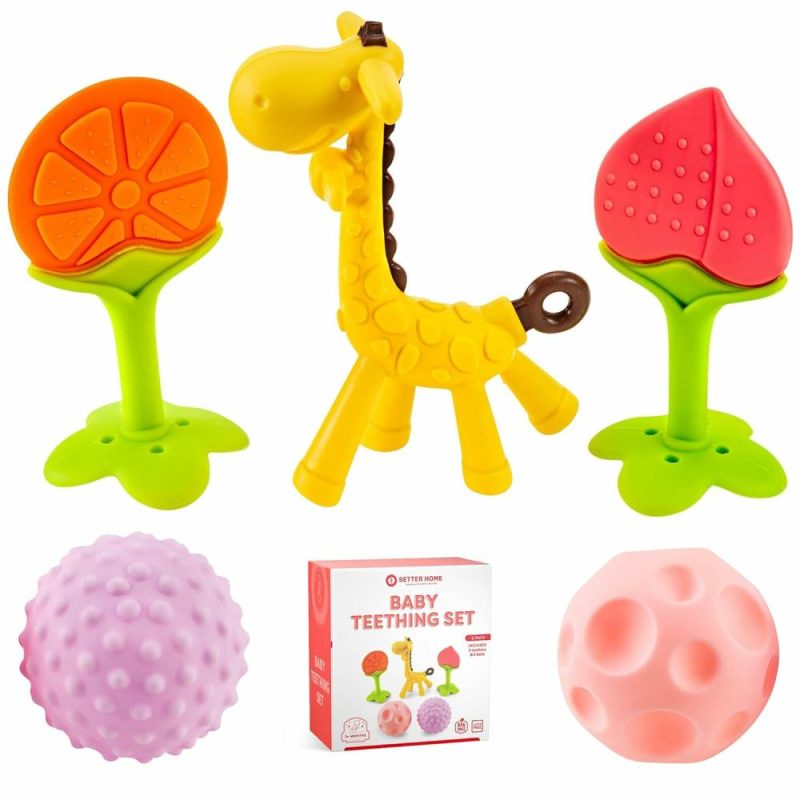 Dentifrici | Silicone Giocattoli da dentizione per Bambini 0-6 Mesi – 6-12 Mesi – Morsetti morbidi per Bambini per Lenire e Calmare Sensibili Giocattoli da Dentizione 5 Confezioni