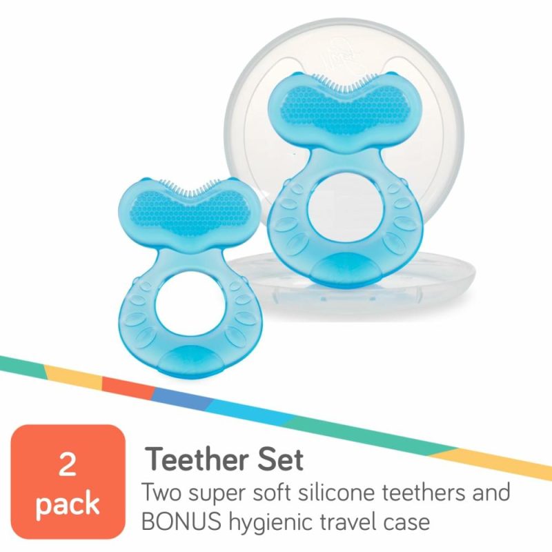 Dentifrici | Silicone morbido con setole massaggianti | 2 Confezioni: Blu | 3M + | Valigetta per il viaggio inclusa