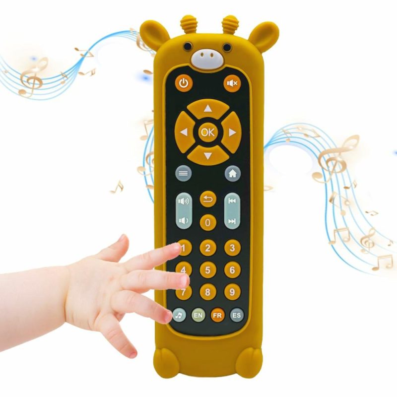 Dentifrici | Silicone morbido giocattolo musicale per dentizione Bambini Bambine 6-12 Mesi Set di morsetti masticabili in forma di telecomando Regalo (Giraffa)