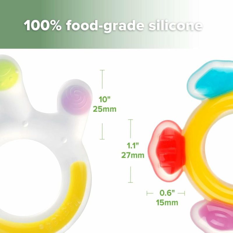 Dentifrici | Silicone Teether Combo – Gioco dentifricio per neonati – Dentiera fredda morbida – Lenisce il dolore e il prurito delle gengive – Dimensione ideale – Forma a mano e a ruota panoramica per neonati dai 3 mesi in su – Senza Bpa – 2 pz