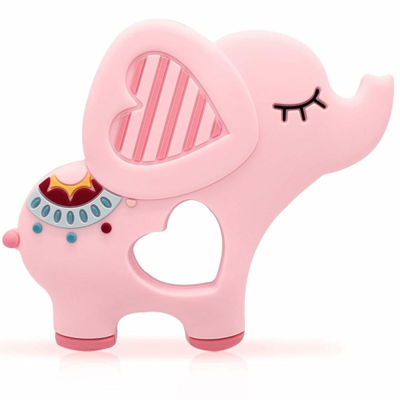 Dentifrici | Soft Pink Elefante Morso per Bambini 0-6/6-12 Mesi, Gioco Morso in Silicone, Regalo per Bambine, Massaggio Gengivale, Rimozione Ansia, Articoli