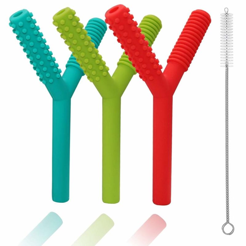 Dentifrici | Tuberi per Bambini 3-6 Mesi 3 Confezioni Tubo Morso in Silicone Vuoto Gioco Morso Per Bambini Autistici  Cannuccia Morso a Forma di Y Gioco Morso Bambino Per Neonati Autismo Con Morso Allattamento Morso Morso