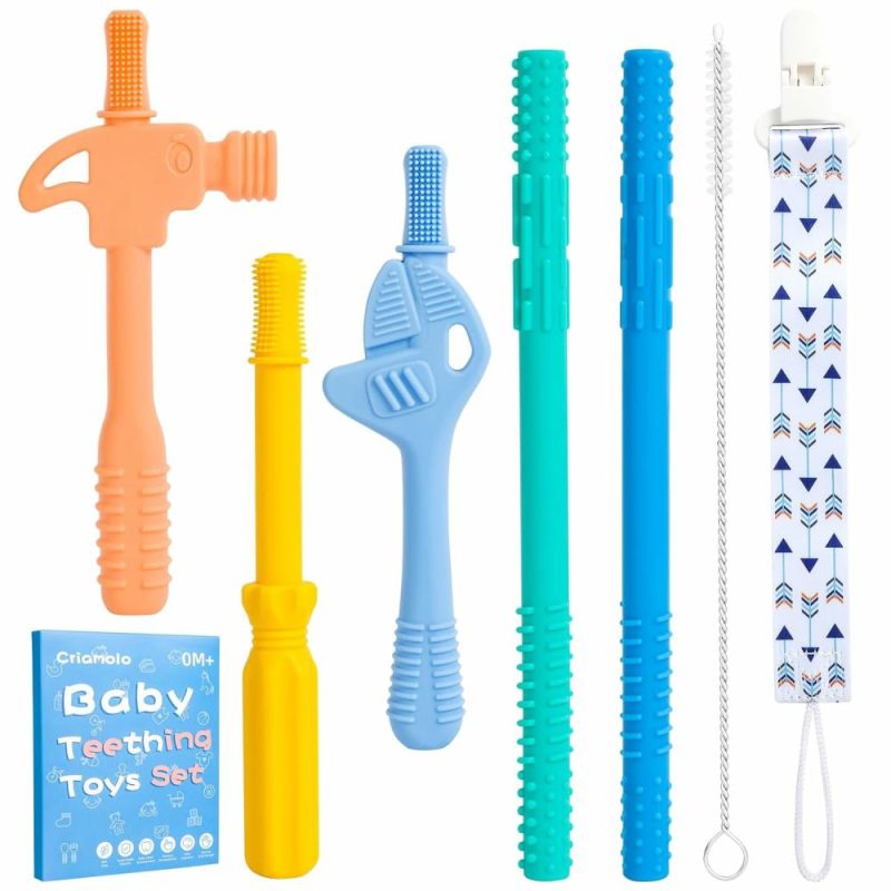 Dentifrici | Tubo Morsetto Vuoto  Canali da Masticare per Bambini 6-12 Mesi  Silicone Senza Bpa Bambino Morsetto da Masticare Gioco da Masticare  5 Confezione Gioco da Masticare a Forma di Martello per Bambini Bambine