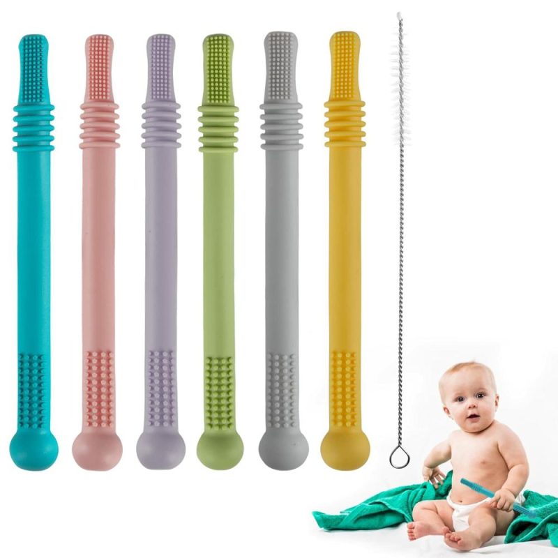 Dentifrici | Tubo Morso Vuoto 6 Pezzi Gioco Morso per Neonati e Bambini in Silicone, Accessori Morso per Bambini da 3 a 12 Mesi Senza BPA/Freezable/Adatto a Lavastoviglie e Frigorifero