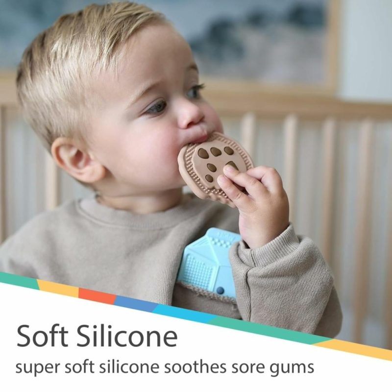 Dentifrici | Tutto Silicone Biscotto al Cioccolato e Tettuccio per Latte – Confezione da 2 – 3+ Mesi