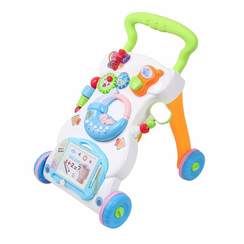 Giocattoli a spingere e trascinare | 2 In 1 passeggino da seduti a deambulatore con musica e luce, giocattoli per bambini da 1 a 3 anni per imparare a camminare, giocattoli per camminare per neonati, bambini, maschi e femmine da 6 a 12 mesi