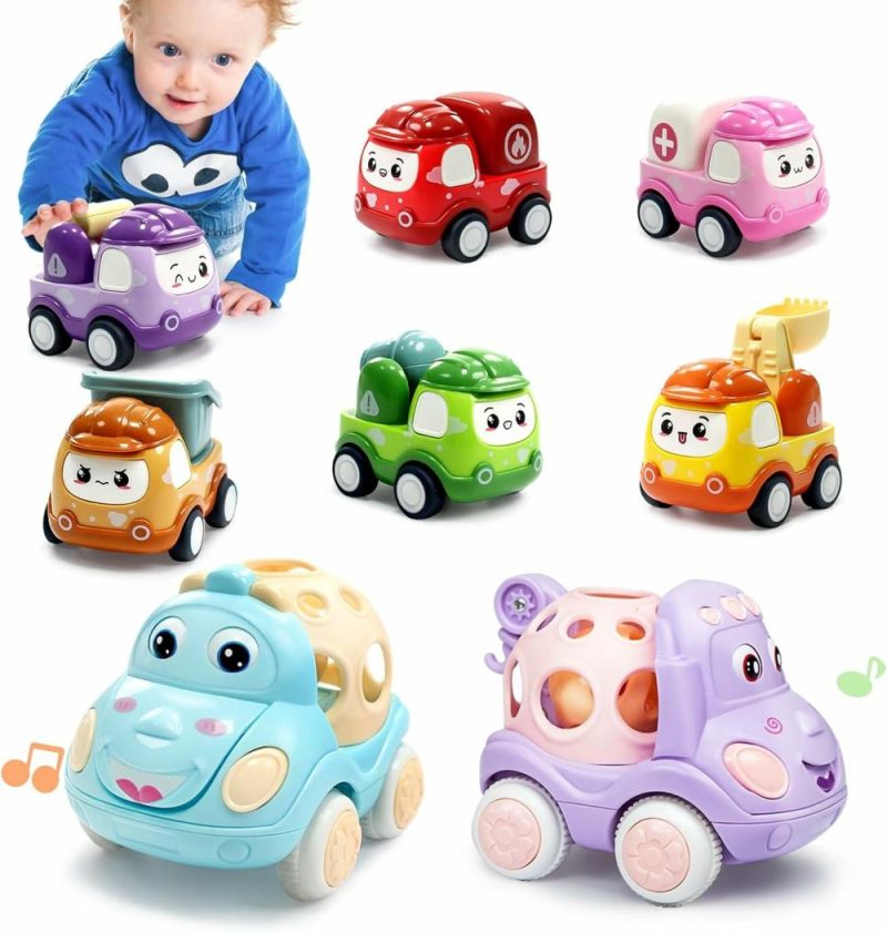 Giocattoli a spingere e trascinare | 8 Pack Mini Auto Giocattolo Bambini 1-3 Auto Trazione Per Bambini 1 2 3 4 Anni Giocattoli Camion Frizione Auto Regali Compleanno Bambini maschi Giocattoli Bambine