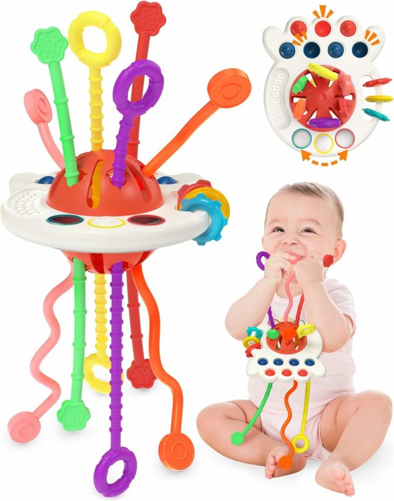 Giocattoli a spingere e trascinare | Baby Sensory Montessori Gioco per 6-12-18 Mesi, Gioco da Tiro a Cavo Silicone per la Svezzatura, Regalo di Compleanno, Gioco da Viaggio per Bambino di 1 2 Anni, Bambina Bambino Neonato Bambino in Età Pre-scolare 8 9 10 Mesi