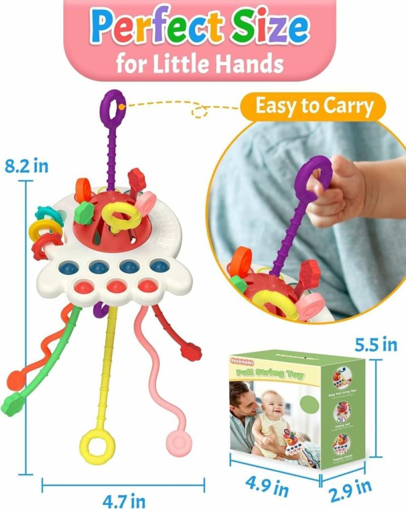 Giocattoli a spingere e trascinare | Baby Sensory Montessori Gioco per 6-12-18 Mesi, Gioco da Tiro a Cavo Silicone per la Svezzatura, Regalo di Compleanno, Gioco da Viaggio per Bambino di 1 2 Anni, Bambina Bambino Neonato Bambino in Età Pre-scolare 8 9 10 Mesi