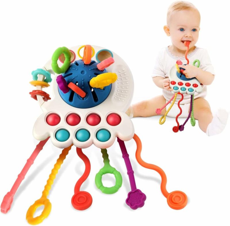 Giocattoli a spingere e trascinare | Giocattoli Montessori per Bambini di 1 Anno  Giocattoli Sensoriali per Neonati  Giocattoli di Silicone Alimentare Trascinabile  Giocattoli per la Mano Finissima  Giocattoli per Viaggi  Regali per Bambini e Neonati Maschio e Femmina