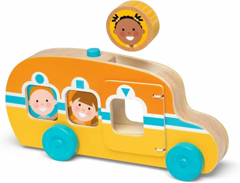 Giocattoli a spingere e trascinare | Go Tots Wooden Roll & Ride Bus With 3 Disks – Certificato Fsc