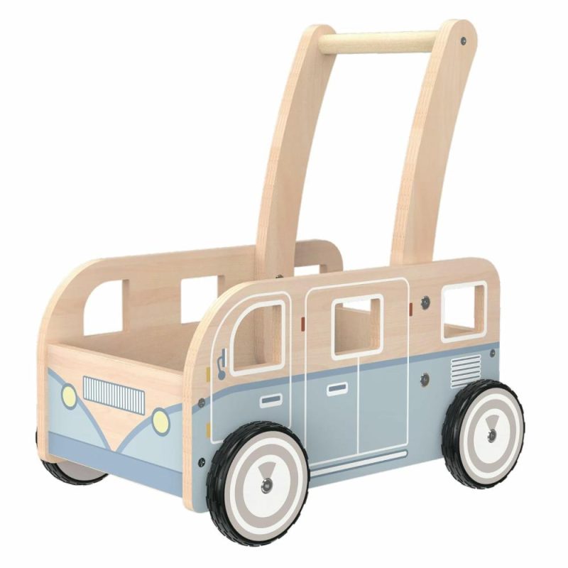 Giocattoli a spingere e trascinare | Passeggino per Bambini in Legno – Passeggino a Push per Bambini Maschi e Femmine Stand & Learn Passeggino per Bambini da 1 a 3 Anni Blu