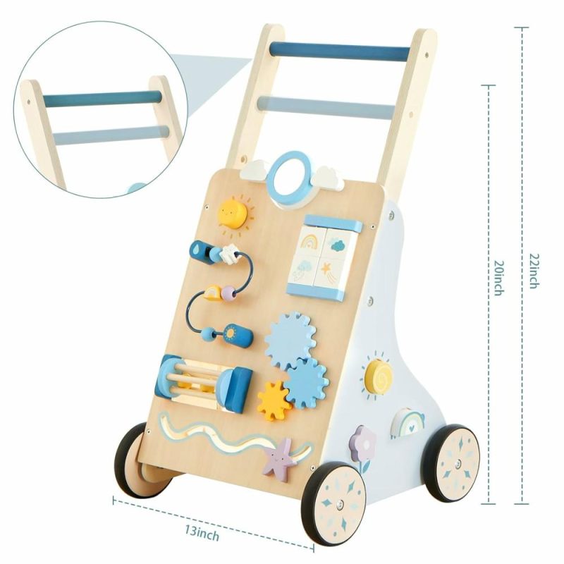 Giocattoli a spingere e trascinare | Passeggino per Bambini in Legno  Passeggino per Bambini a Spinta in Legno  Giocattolo di Attività di Apprendimento  Giocattolo a Spinta con Attività Multiple  Regalo per Compleanno e Capodanno