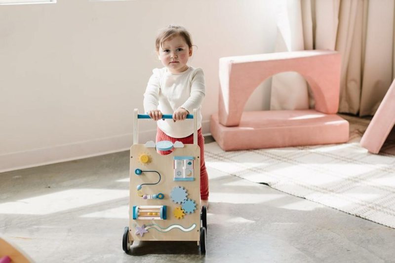 Giocattoli a spingere e trascinare | Passeggino per Bambini in Legno  Passeggino per Bambini a Spinta in Legno  Giocattolo di Attività di Apprendimento  Giocattolo a Spinta con Attività Multiple  Regalo per Compleanno e Capodanno