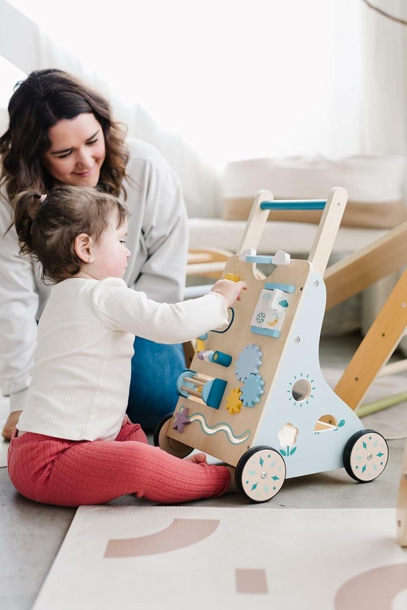 Giocattoli a spingere e trascinare | Passeggino per Bambini in Legno  Passeggino per Bambini a Spinta in Legno  Giocattolo di Attività di Apprendimento  Giocattolo a Spinta con Attività Multiple  Regalo per Compleanno e Capodanno