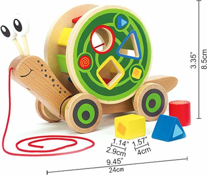 Giocattoli a spingere e trascinare | Premiato Giocattolo di Legno da Trascinare per Bambini con Serpente, Lungo 11.9 Pollici, Larghezza 4.4 Pollici, Altezza 7.3 Pollici