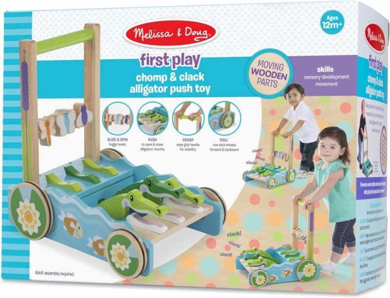 Giocattoli a spingere e trascinare | Primo Gioco Chomp And Clack Alligator Wooden Push Toy And Activity Walker – Gioco di Simulazione di Sviluppo del Push Walker per Bambini di 1+ Anni 1 Ea