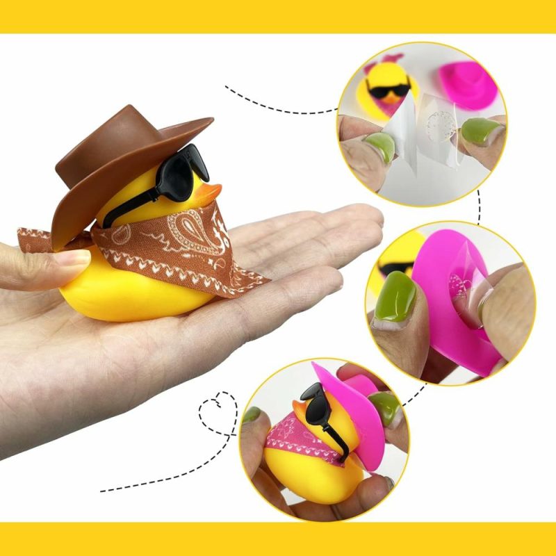 Giocattoli da bagno | 12 Pcs Cowboy Anatre Con Cappello E Occhiali da sole Mini Anatre Giocattoli Per Compleanno Partita In Piscina Regalo Favor