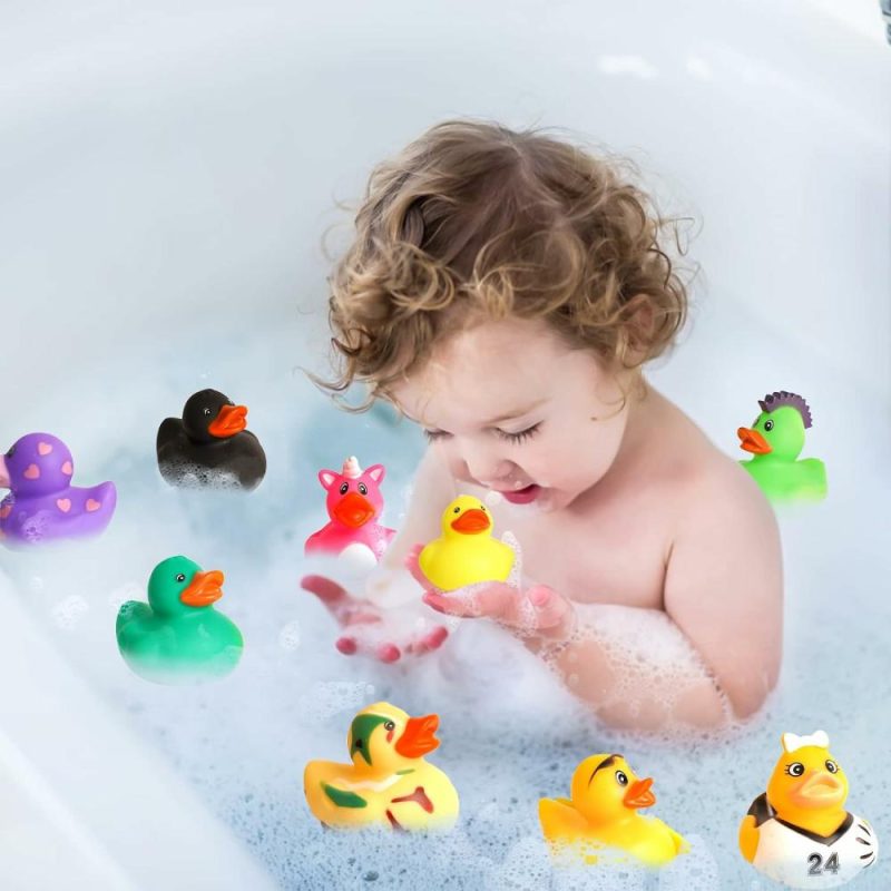 Giocattoli da bagno | 150Pcs Jeeper Ducks Con Etichette Per Il Galleggiamento, 50 Confezione Anatre Di Gomma + 50 Carte Etichette + 50 Cinghie, Anatre Di Gomma Varie In Confezione da Bulk Doccia Bagno Gioco