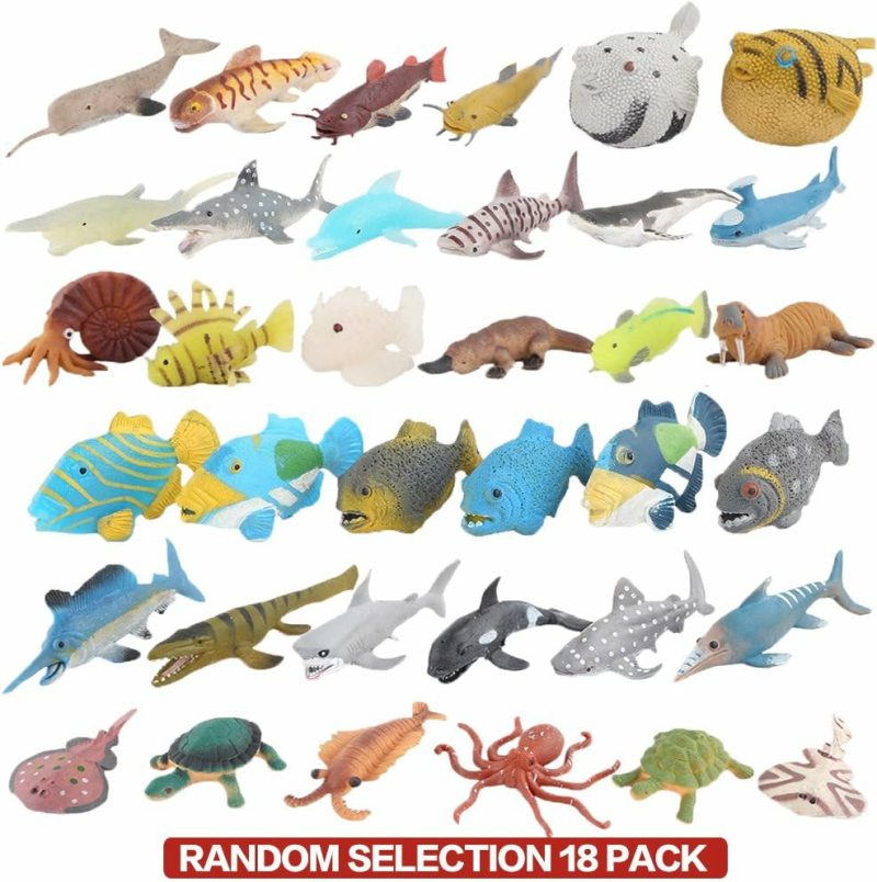 Giocattoli da bagno | 18 Pack Mista Animali Marini  Gioco di Gomma Elastica e Flottante  Set di Animali Marini da Gioco  Figure di Vita Sott’Acqua Mini Realistiche per Bagno da Bambino Vasca da Bagno  Toys da Pesce Squalo Polpo in Bulk per Festa dei Bambini